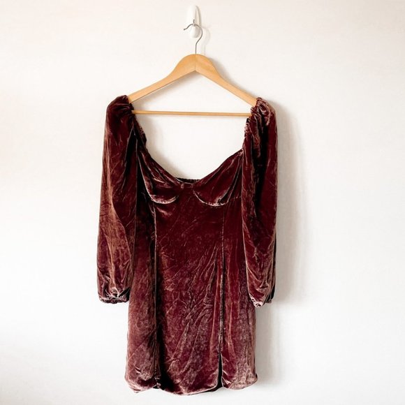 Aritzia Wilfred Novella Velvet Silk Blend Mini  Dress in Truffle Sz 8 - Picture 6 of 10